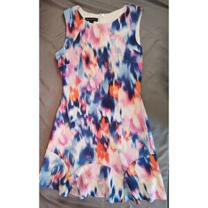 Women's I.N.C. Sleeveless Watercolor Design Dress Size 4 Multicolor